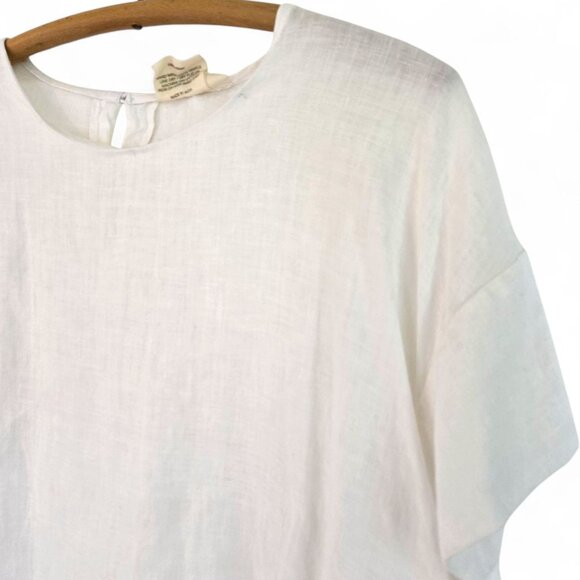Reistor Womens White Hemp Blouse 2XL Round Neck Cap Sleeve - Picture 6 of 12
